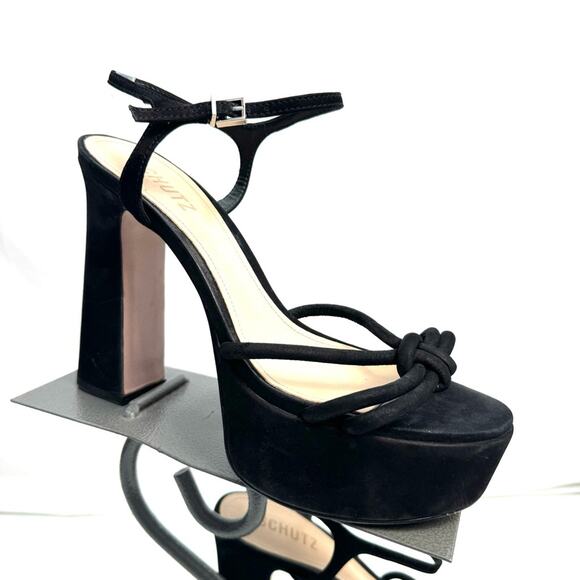 SCHUTZ Black Picca Sandal Heels Shoes Size 8.5 - Picture 1 of 8